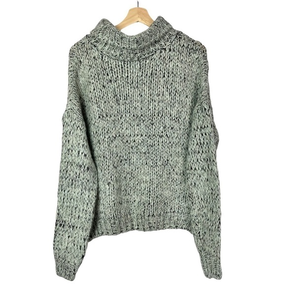 Topshop Green & Gray Knit Funnel Neck Drop Shoulder Oversized Sweater 8 - Picture 4 of 6